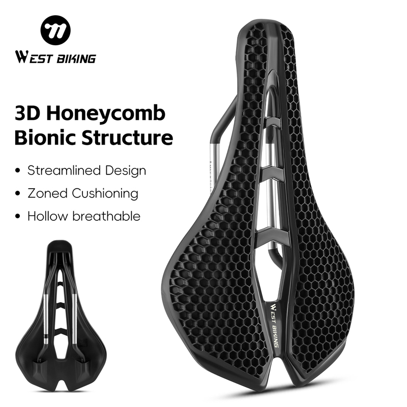 Carbon Saddle 3D Printed Honeycomb - WEST BIKING Bicycle Saddle 3D Printed