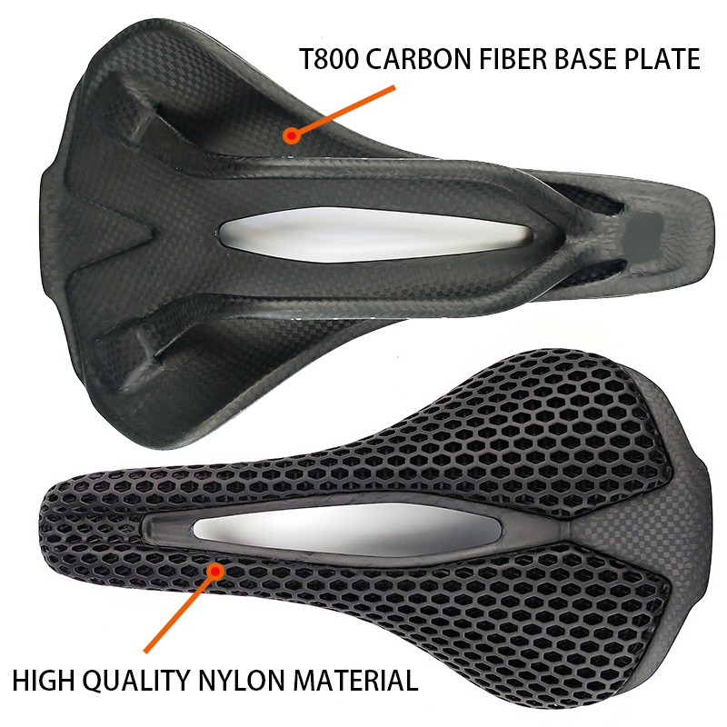 Carbon Saddle 3D Printed Honeycomb - Bicycle Ultralight T800 Carbon Fiber Racing