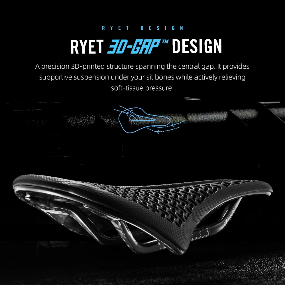 Carbon Saddle 3D Printed Honeycomb - RYET 3D Printed Carbon Saddle Ultralight