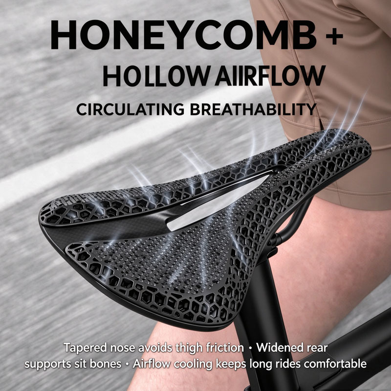 Carbon Saddle 3D Printed Honeycomb - Ridgeloop 3D Printed Carbon Fiber Bicycle