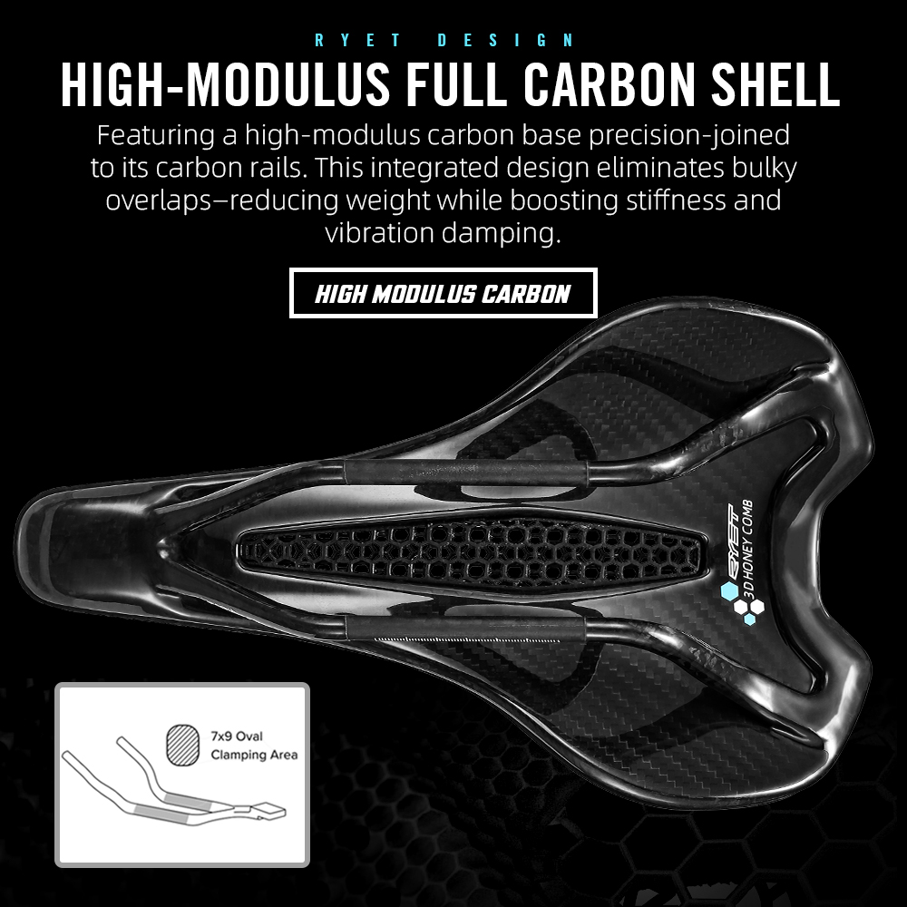 RYET 3D Printed Carbon Saddle  - đánh giá và giá Carbon Saddle 3D Printed Honeycomb