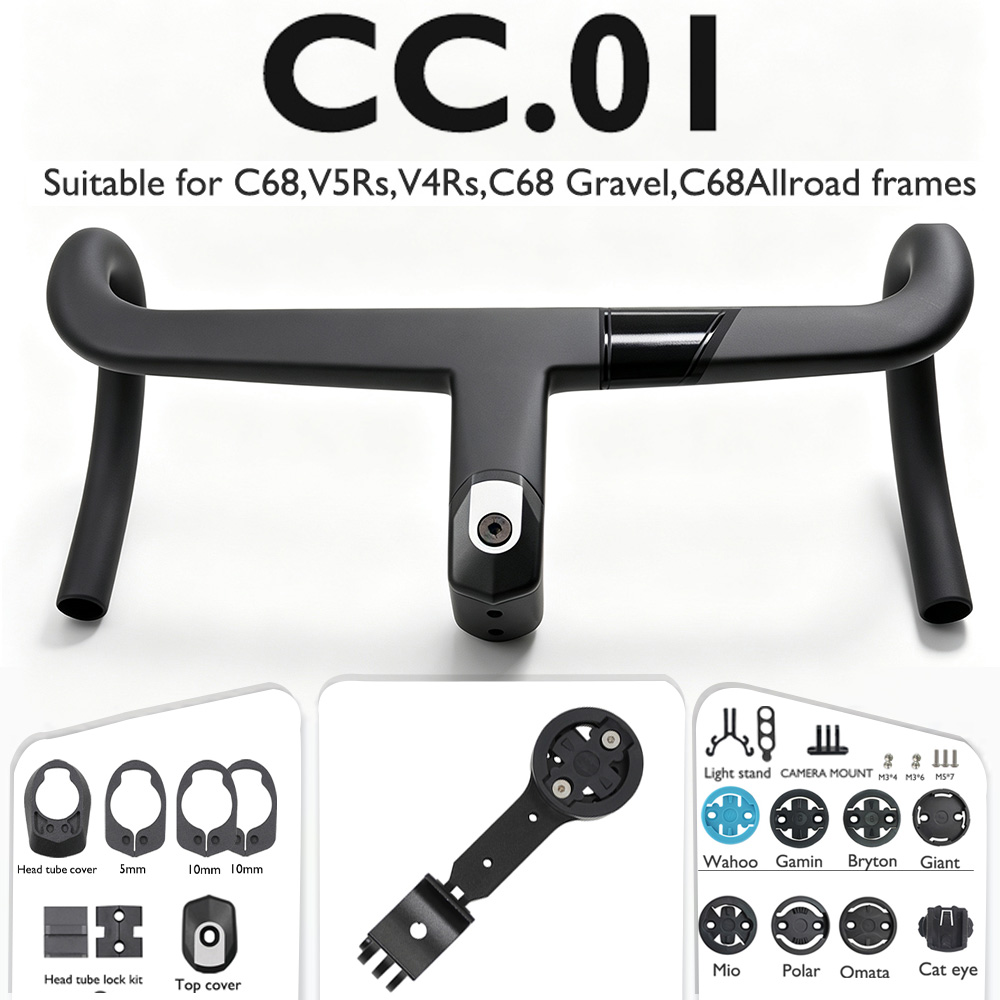 CC.01 YICHORD Full Carbon Road - đánh giá và giá Integrated Carbon Handlebar Stem Gravel