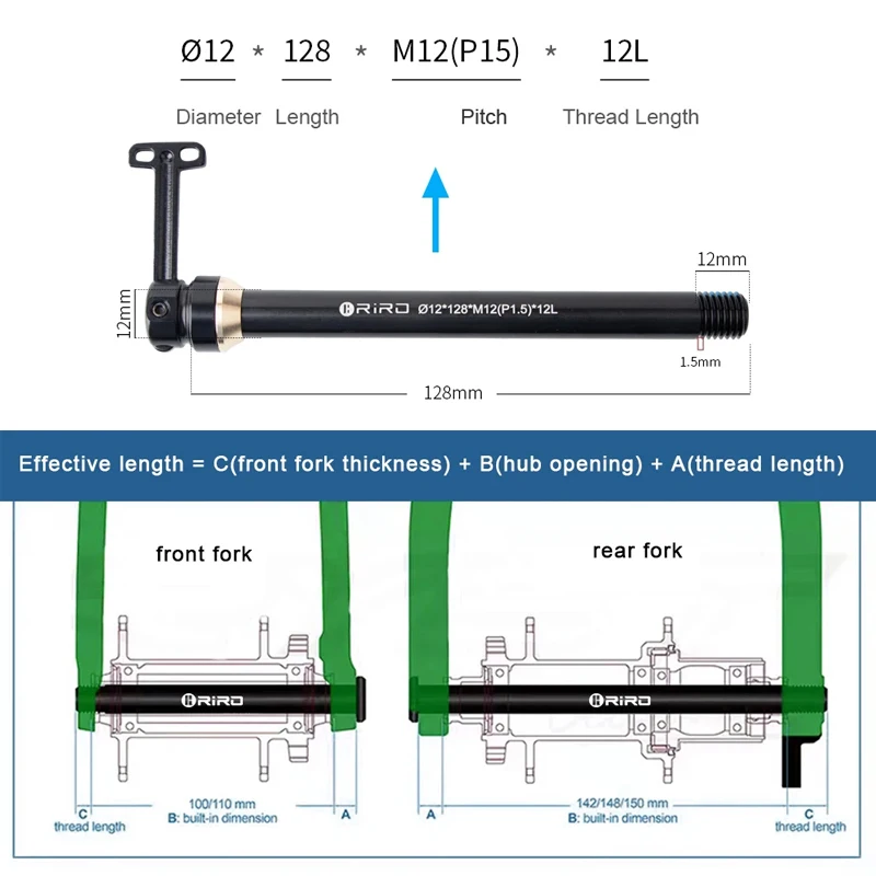RIRO Bike Thru Axle 12x142 12x - đánh giá và giá Bike Thru Axle Lever 12X142