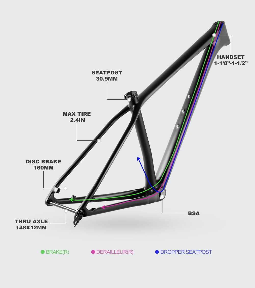 Full Toray T1000 Carbon MTB Fr - đánh giá và giá Carbon Mountain Bike Frame 29Er Boost
