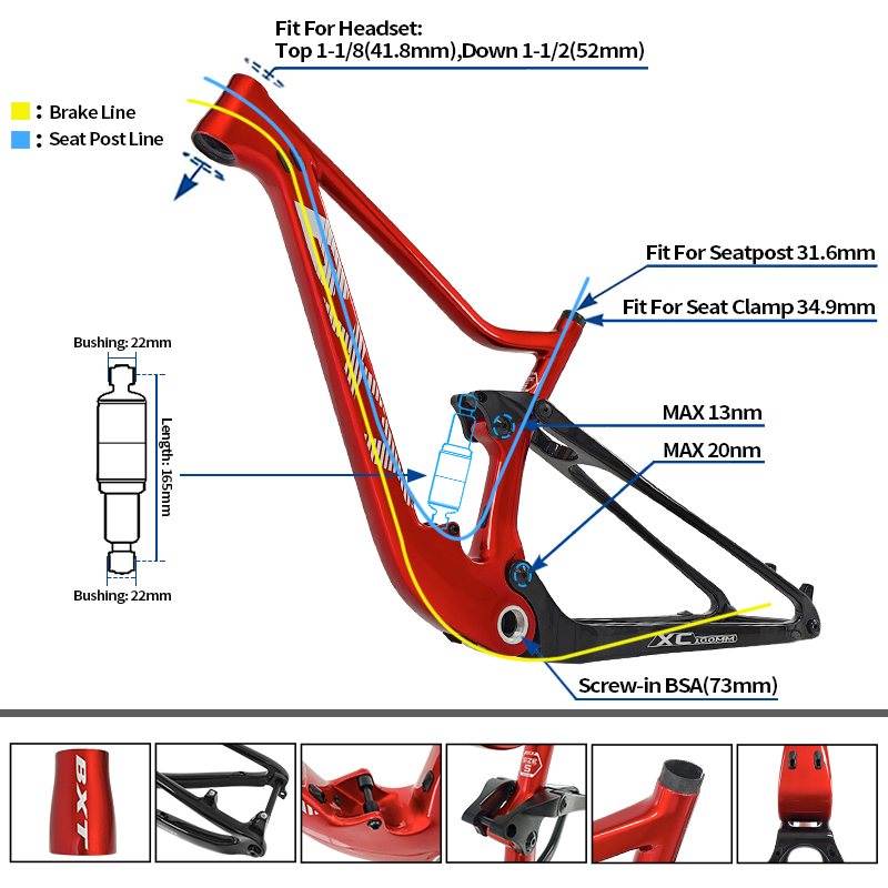 BXT 29er Full Suspension MTB F - đánh giá và giá Carbon Mountain Bike Frame 29Er Boost