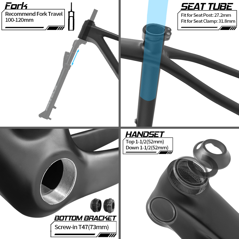 BXT 29er Carbon MTB Frame Boos - đánh giá và giá Carbon Mountain Bike Frame 29Er Boost