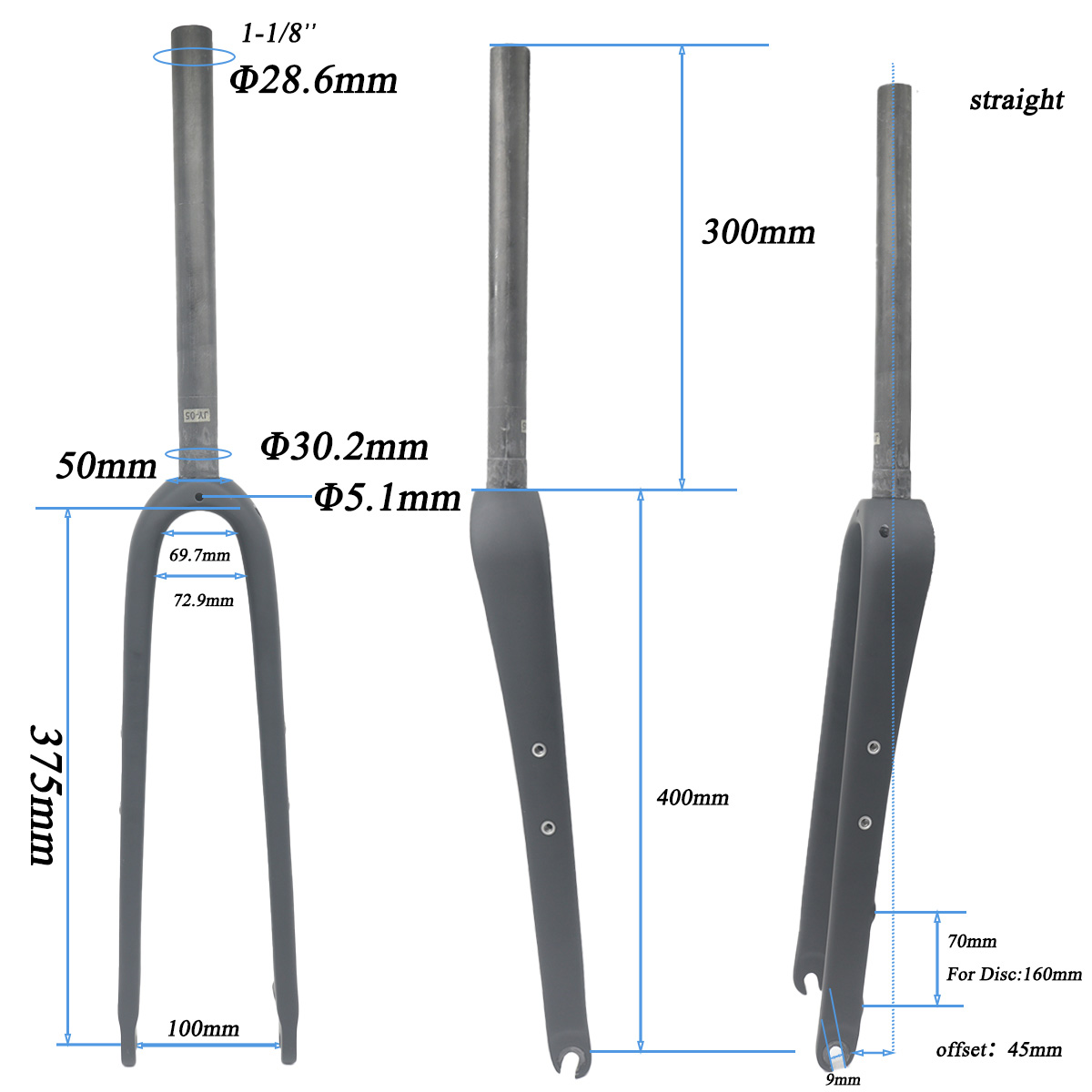 FCFB TORAY T800 Carbon Fiber M - đánh giá và giá Carbon Fork Gravel Disc Brake