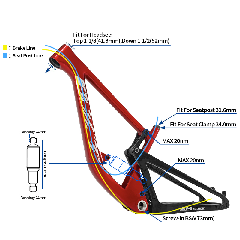 BXT-117 Carbon Suspension Bicy - đánh giá và giá Carbon Mountain Bike Frame 29Er Boost