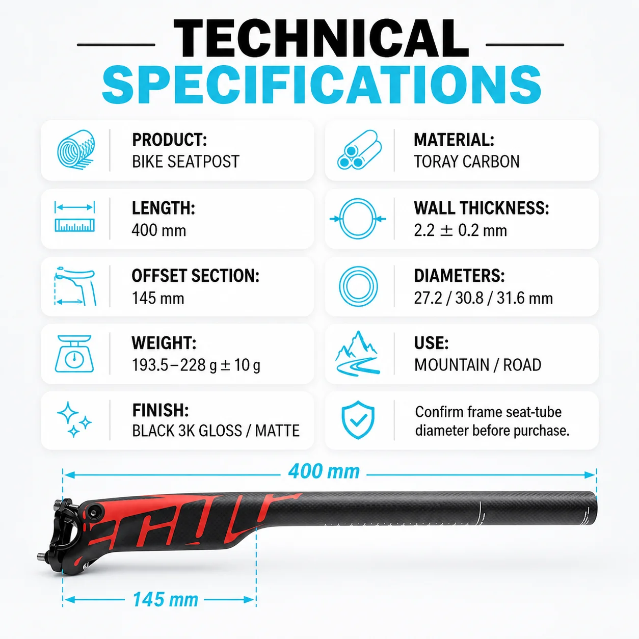 ULLICYC Offset 20mm Bike Seatp - đánh giá và giá Carbon Seatpost 27.2 31.6 Offset